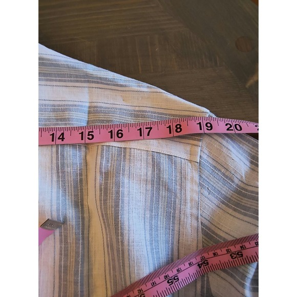 Concepts Linen Blend Button Down Shirt Men's size L Blue White Stipe Long Sleeve - Picture 12 of 15